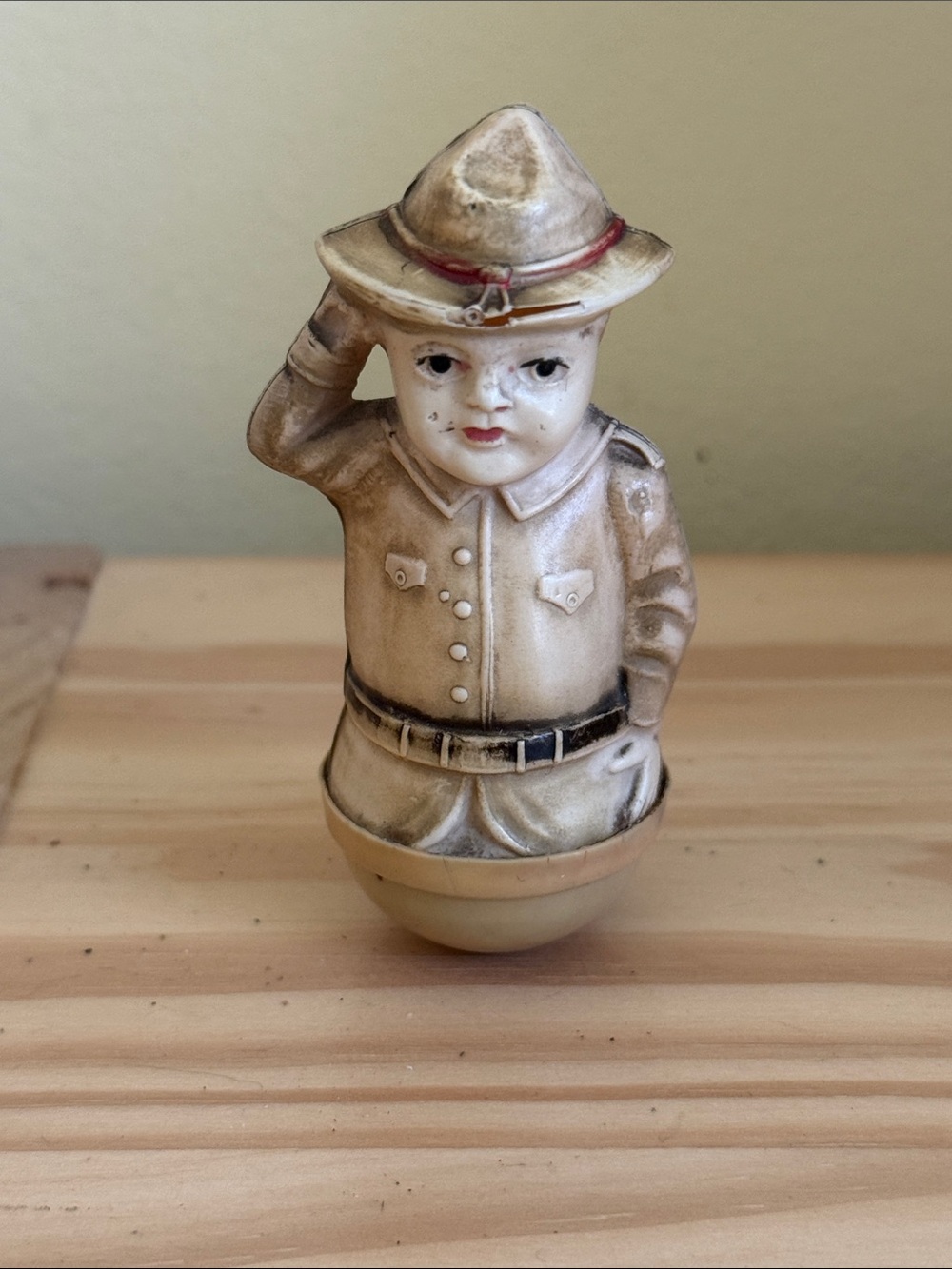 Antique celluloid "nodder" doll figure, WWI "Doughboy" or a scout figure.